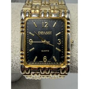Embassy MBS518 New Battery‎ Mens Tank Watch 27MM 7.75" Gold Tone